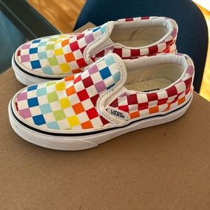Rainbow Vans slip ons